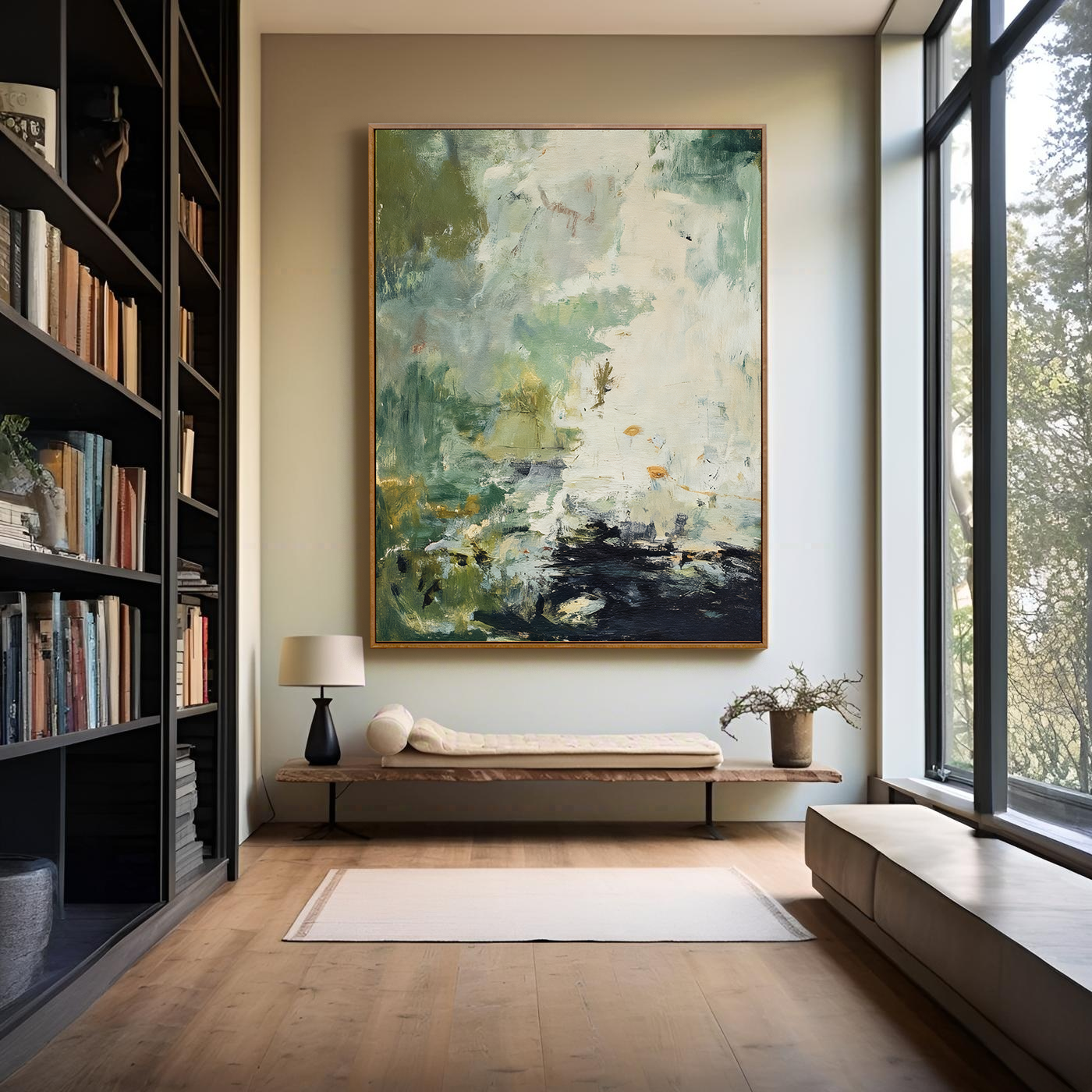 Misty Green Abstract Landscape Wall Art