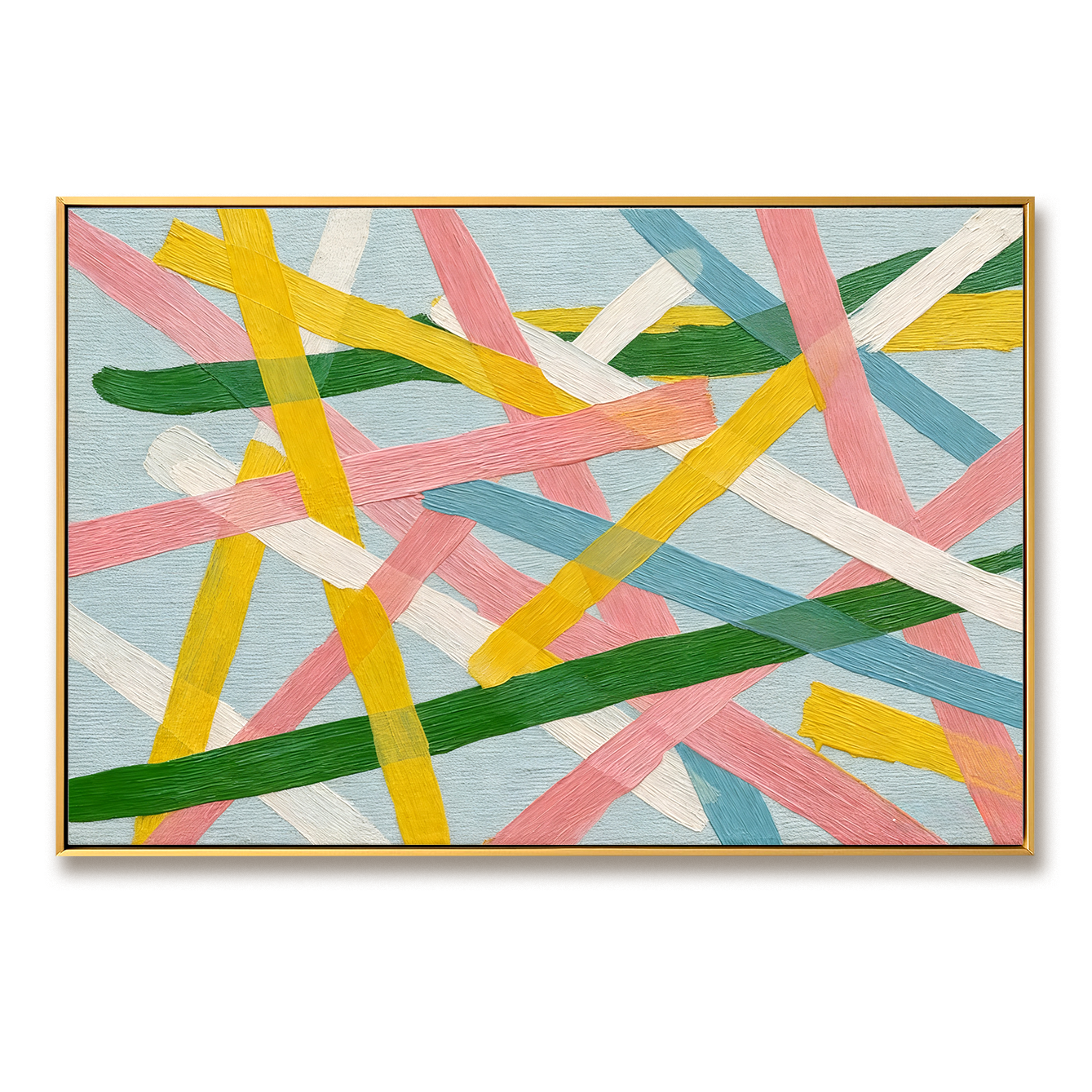 Colorful Brushstroke Lines Abstract Panoramic Wall Art