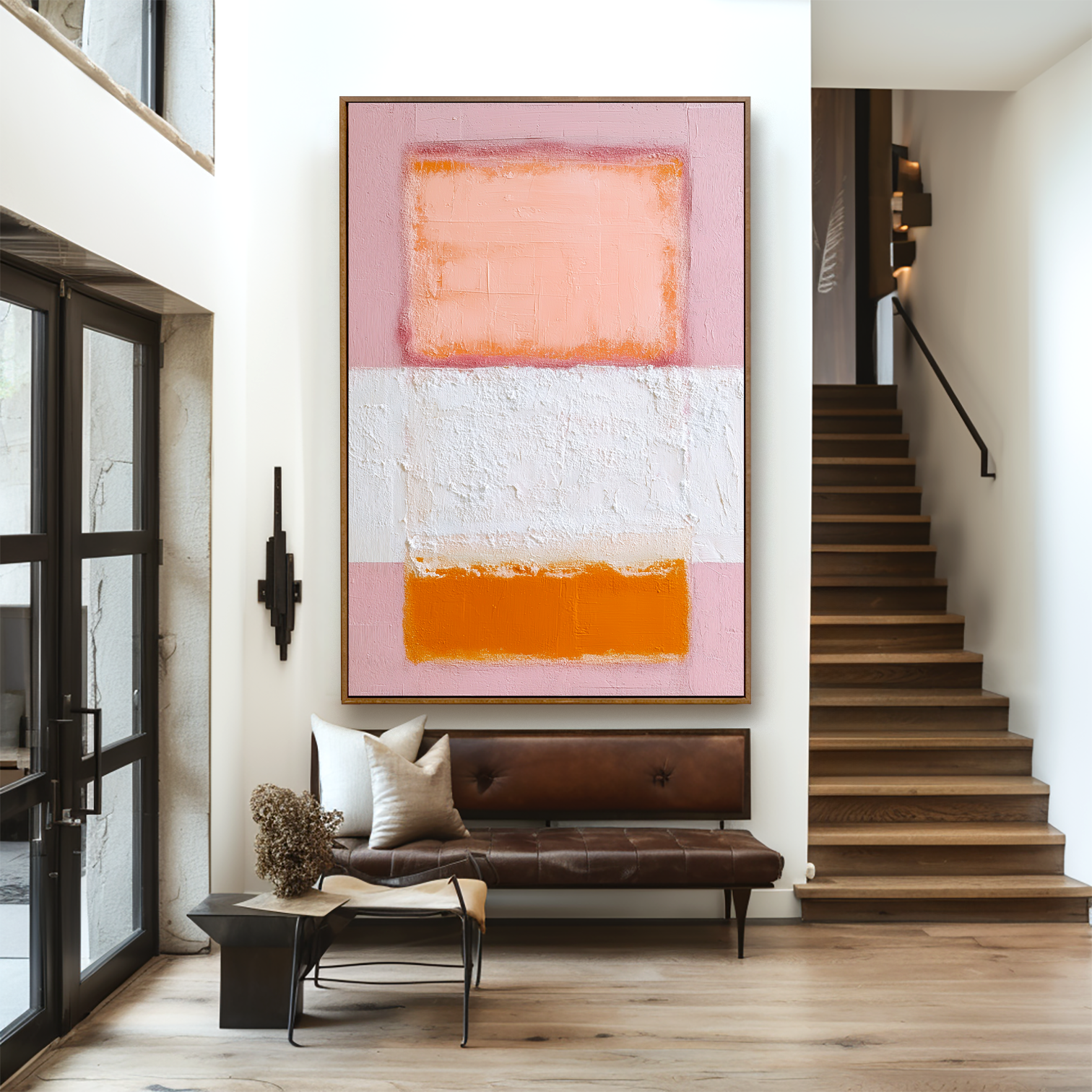 Peach Daylight Textured Color Block Wall Art