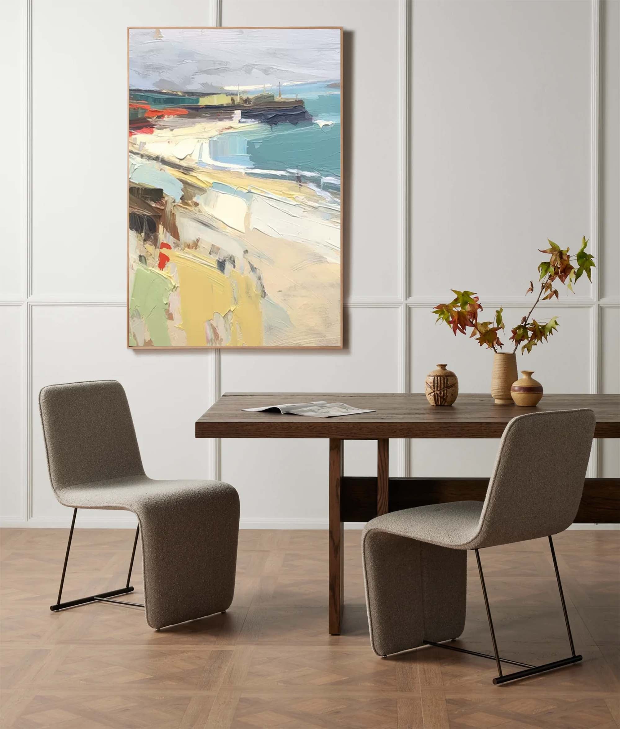Harbor View - Textured Beach Scene Wall Art in Impressionist Style