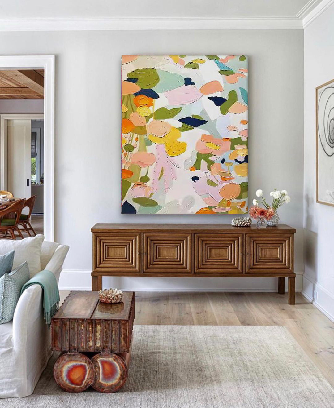 Garden Party - Abstract Botanical Wall Art, Colorful Textured Flower Painting