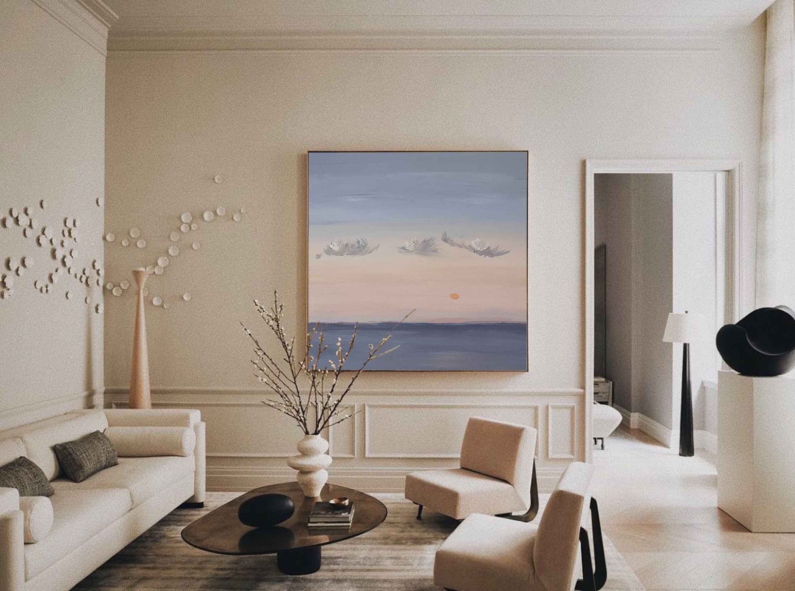 Morning Calm - Serene Minimalist Landscape Art of the Sea
